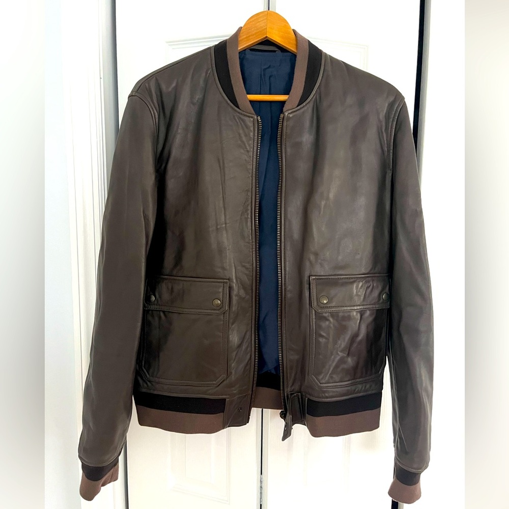 Brown Leather Jacket Boglioli Milano